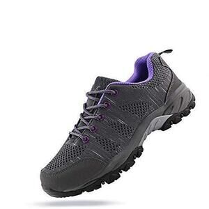 NEW JABASIC WOMEN HIKING SHOES BREATHABLE MESH ATHLETIC OUTDOOR SNEAKERS (GREY/P